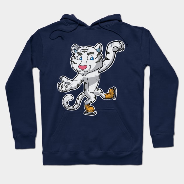 Ice Skater White Tiger Figure Skate Winter Sports Hoodie by E